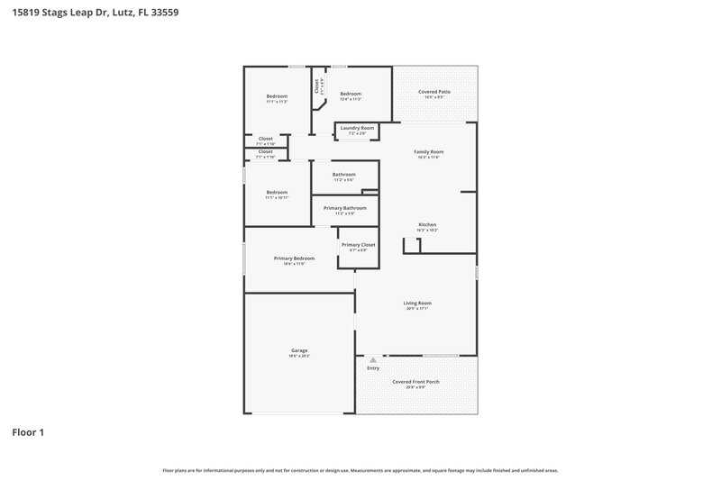 2,150/Mo, 15819 Stags Leap Dr Lutz, FL 33559 Floor Plan View
