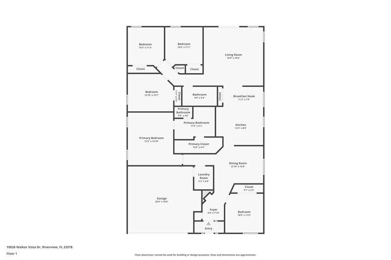 2,580/Mo, 10626 Walker Vista Dr Riverview, FL 33578 Floor Plan View