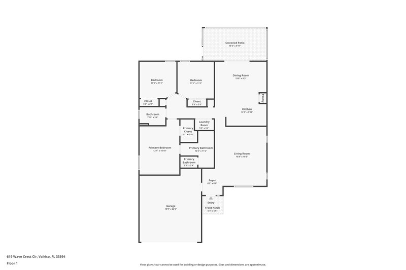 2,010/Mo, 619 Wave Crest Cir Valrico, FL 33594 Floor Plan View