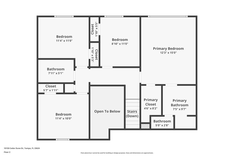 2,535/Mo, 10150 Cedar Dune Dr Tampa, FL 33624 Floor Plan View 2