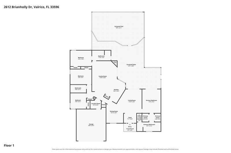 2,850/Mo, 2612 Brianholly Dr Valrico, FL 33596 Floor Plan View