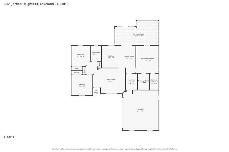 1,900/Mo, 3061 Jordan Heights Ct Lakeland, FL 33810 Floor Plan View