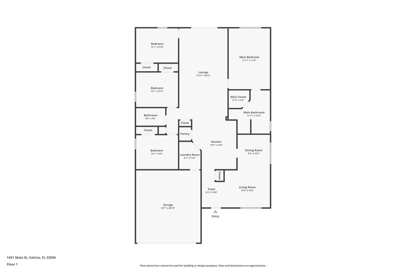 2,380/Mo, 1421 Main St Valrico, FL 33594 Floor Plan View