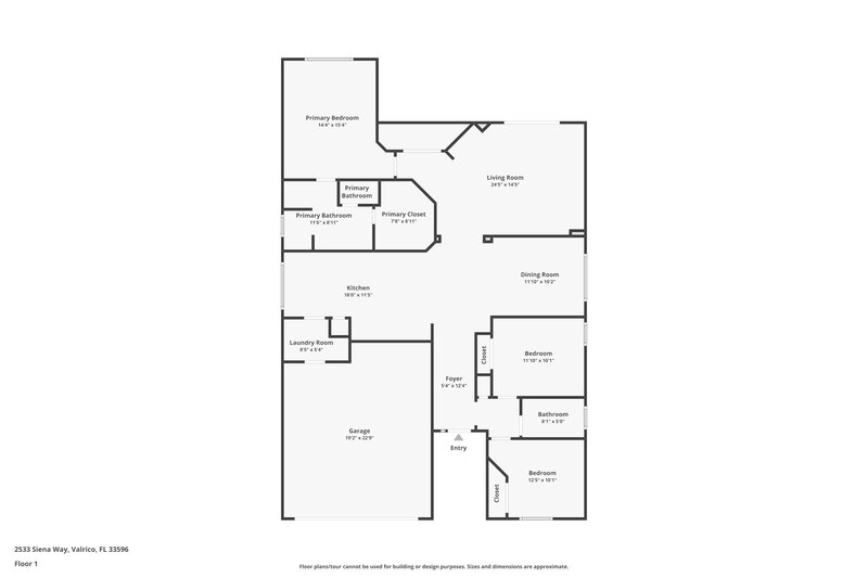 2,320/Mo, 2533 Siena Way Valrico, FL 33596 Floor Plan View