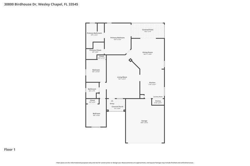 2,185/Mo, 30800 Birdhouse Dr Zephyrhills, FL 33545 Floor Plan View