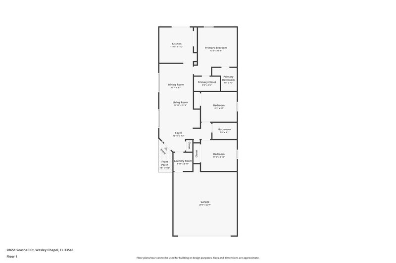 1,910/Mo, 28651 Seashell Ct Zephyrhills, FL 33545 Floor Plan View