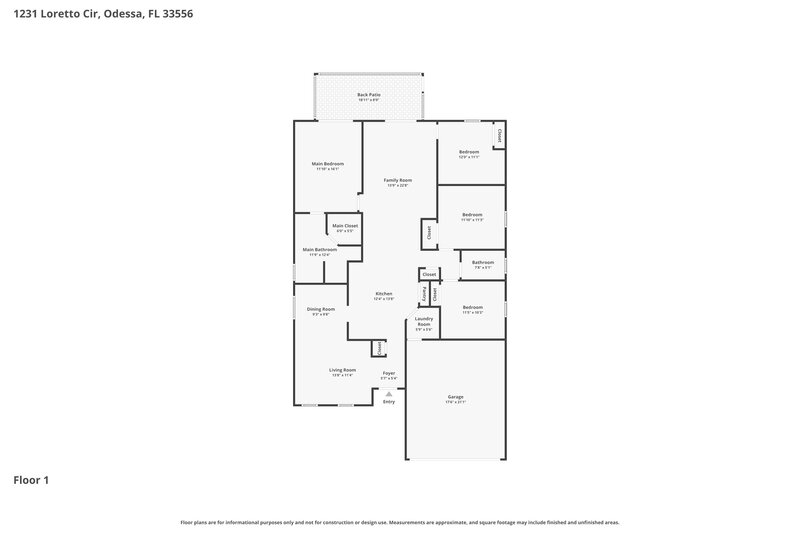2,505/Mo, 1231 Loretto Cir Odessa, FL 33556 Floor Plan View