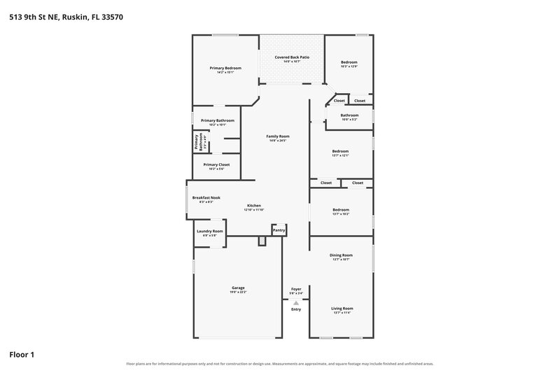 2,220/Mo, 513 9th St NE Ruskin, FL 33570 Floor Plan View
