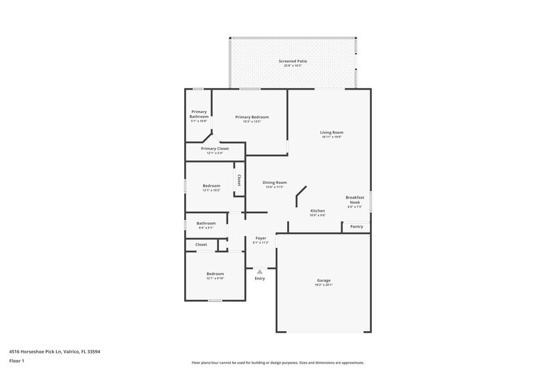 2,235/Mo, 4516 Horseshoe Pick Ln Valrico, FL 33594 Floor Plan View