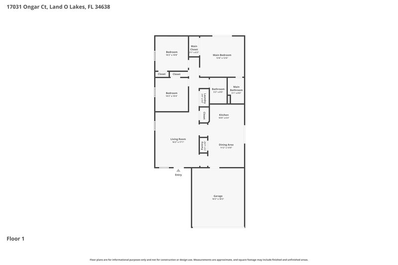 1,910/Mo, 17031 Ongar Ct Land O' Lakes, FL 34638 Floor Plan View