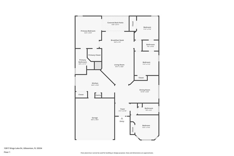 2,315/Mo, 12817 Kings Lake Dr Gibsonton, FL 33534 Floor Plan View