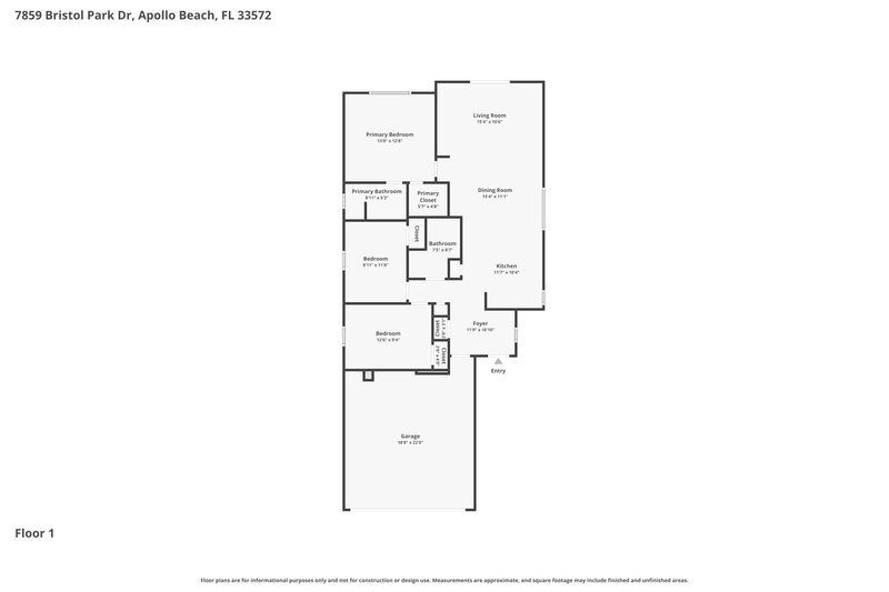 1,800/Mo, 7859 Bristol Park Dr Apollo Beach, FL 33572 Floor Plan View