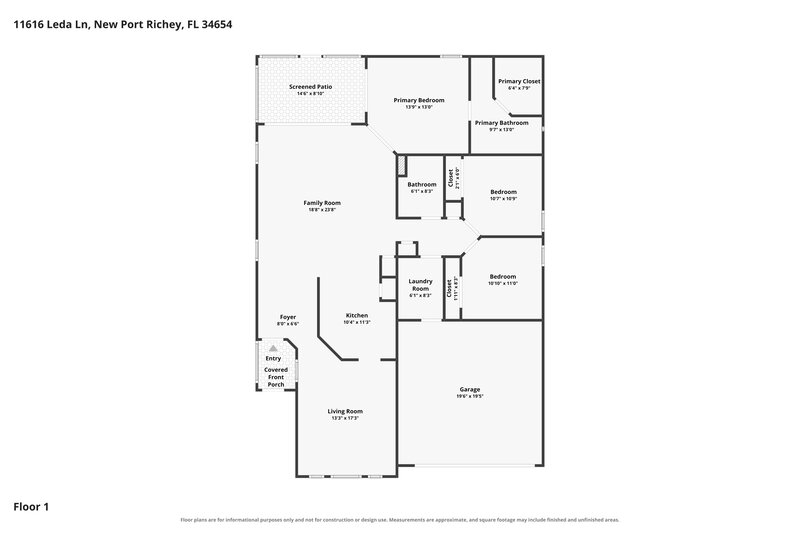 1,980/Mo, 11616 Leda Ln New Port Richey, FL 34654 Floor Plan View