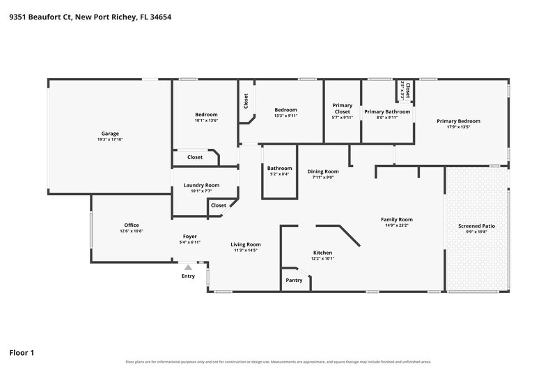 2,255/Mo, 9351 Beaufort Ct New Port Richey, FL 34654 Floor Plan View