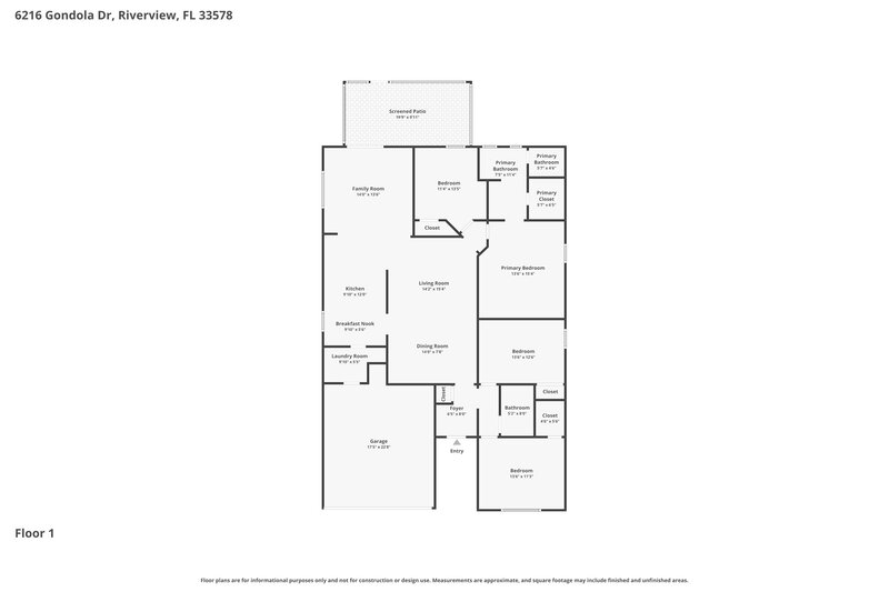 2,400/Mo, 6216 Gondola Dr Riverview, FL 33578 Floor Plan View