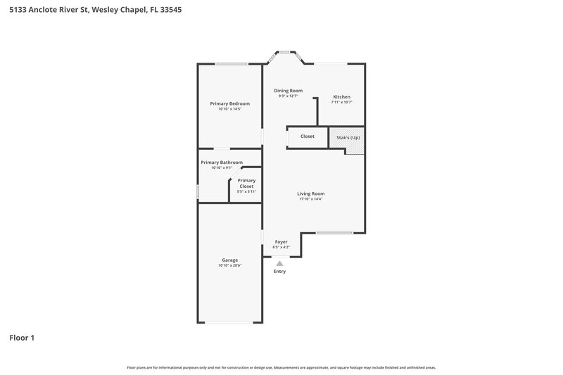 2,090/Mo, 5133 Anclote River St Wesley Chapel, FL 33545 Floor Plan View