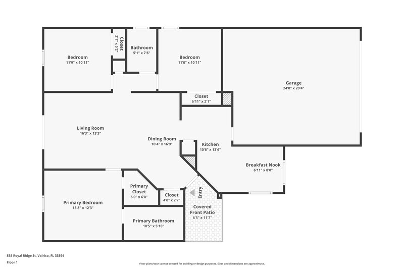2,065/Mo, 535 Royal Ridge St Valrico, FL 33594 Floor Plan View