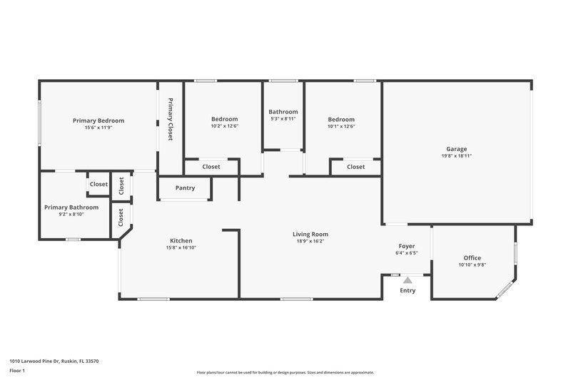 1,970/Mo, 1010 Larwood Pine Dr Ruskin, FL 33570 Floor Plan View