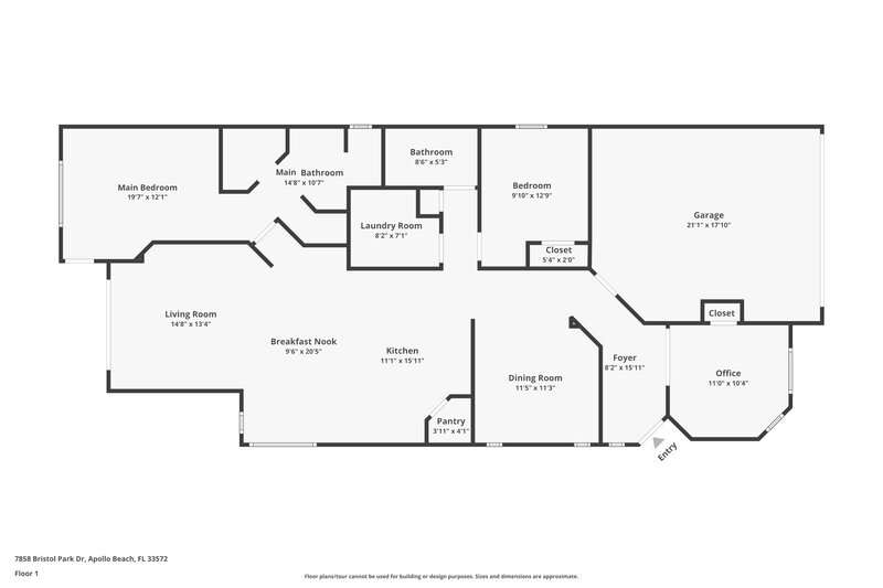 2,515/Mo, 7858 Bristol Park Dr Apollo Beach, FL 33572 Floor Plan View