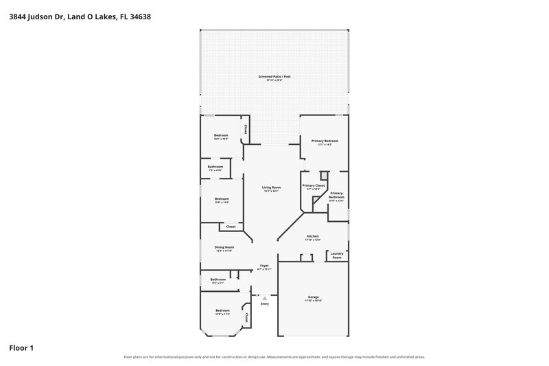 2,810/Mo, 3844 Judson Dr Land O' Lakes, FL 34638 Floor Plan View