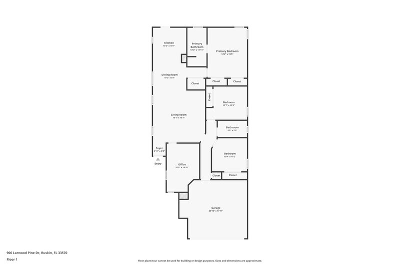 2,275/Mo, 906 Larwood Pine Dr Ruskin, FL 33570 Floor Plan View