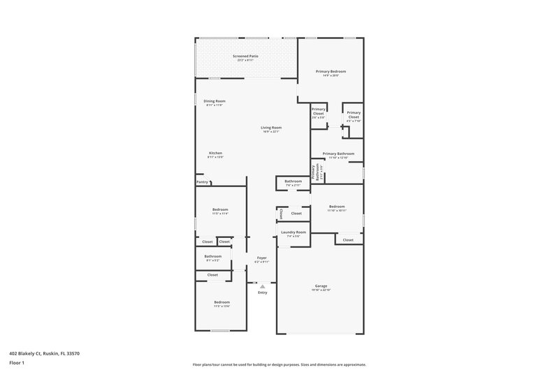 2,120/Mo, 402 Blakely Ct Ruskin, FL 33570 Floor Plan View