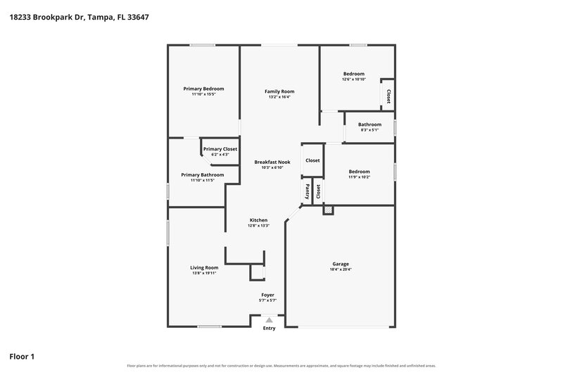 2,375/Mo, 18233 Brookpark Dr Tampa, FL 33647 Floor Plan View
