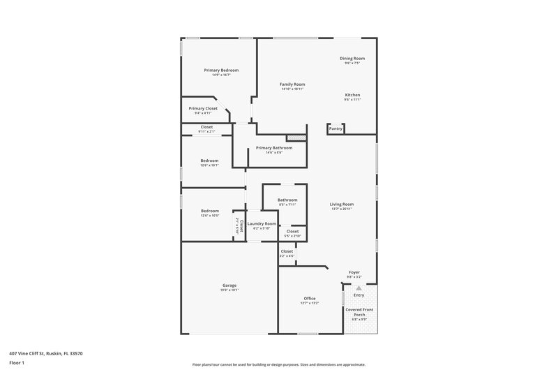 1,780/Mo, 407 Vine Cliff St Ruskin, FL 33570 Floor Plan View