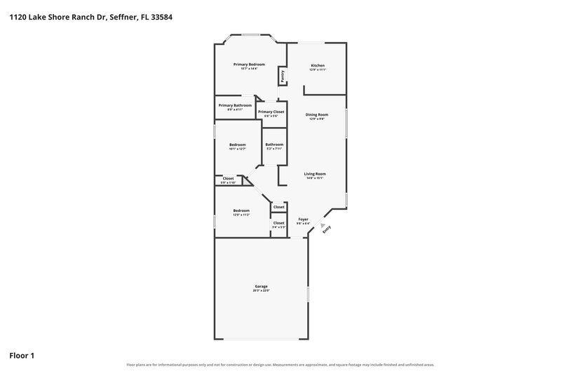 2,025/Mo, 1120 Lake Shore Ranch Dr Seffner, FL 33584 Floor Plan View