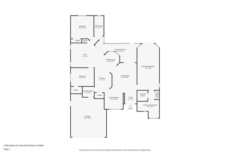 2,380/Mo, 7148 Captiva Cir New Port Richey, FL 34655 Floor Plan View