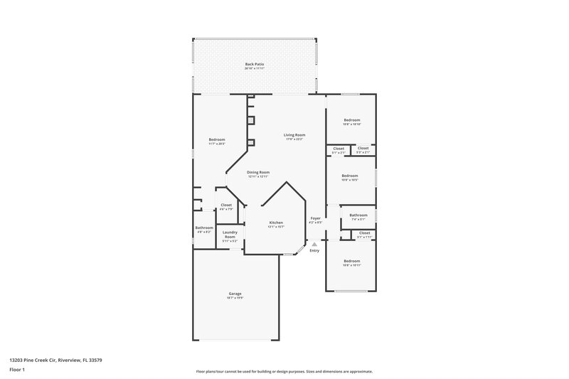 2,005/Mo, 13203 Pine Creek Cir Riverview, FL 33579 Floor Plan View