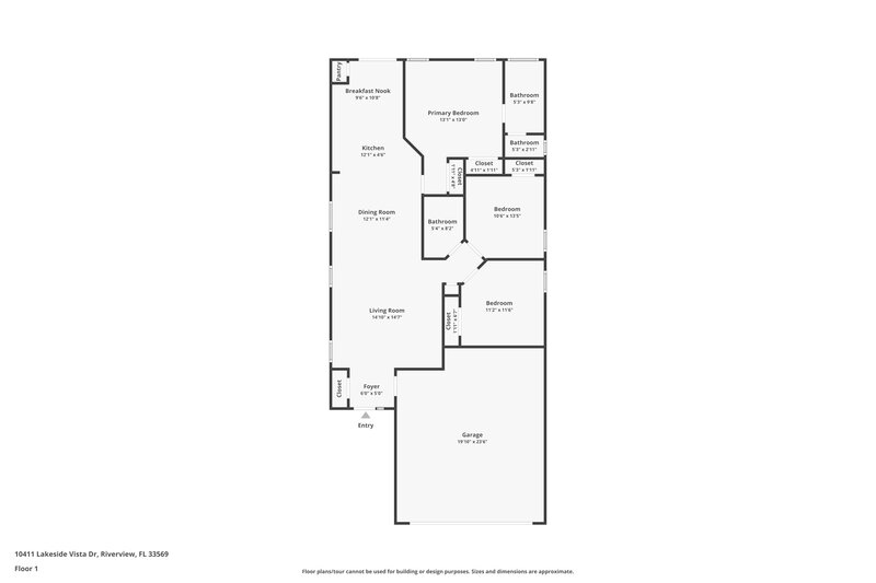 1,925/Mo, 10411 Lakeside Vista Dr Riverview, FL 33569 Floor Plan View