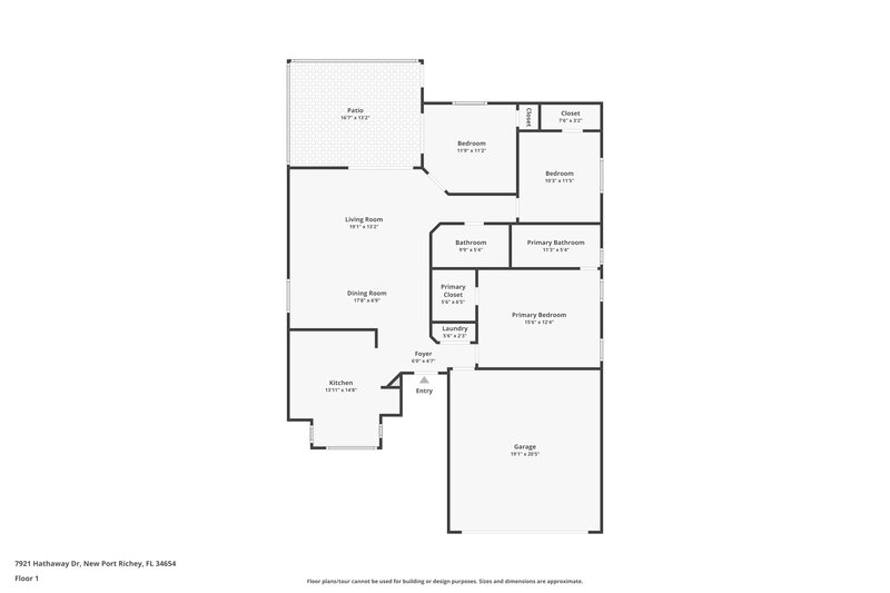 1,965/Mo, 7921 Hathaway Dr New Port Richey, FL 34654 Floor Plan View