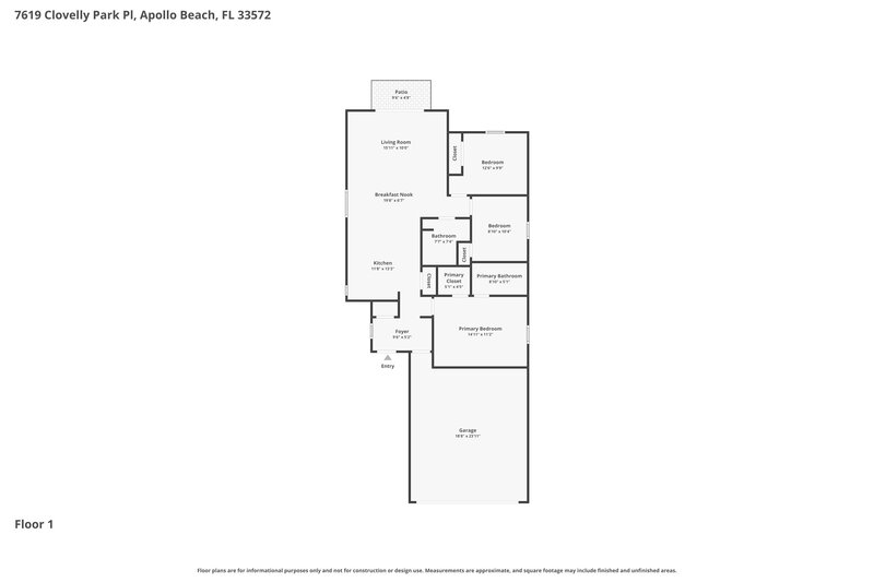 1,935/Mo, 7619 Clovelly Park Pl Apollo Beach, FL 33572 Floor Plan View