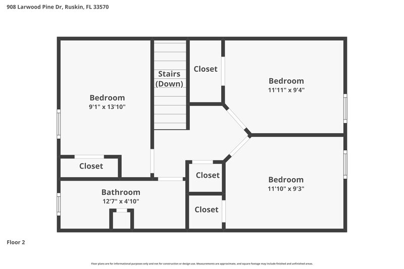 2,075/Mo, 908 Larwood Pine Dr Ruskin, FL 33570 Floor Plan View