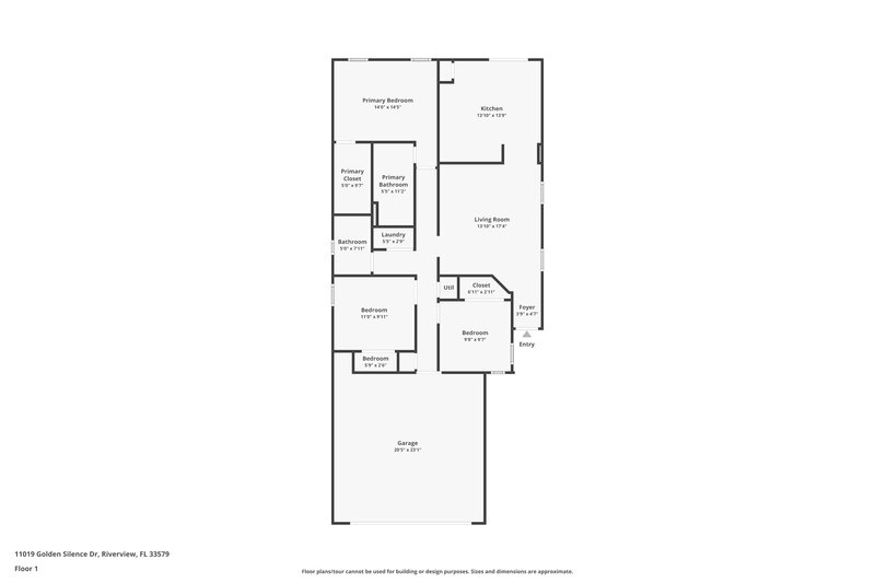 1,885/Mo, 11019 Golden Silence Dr Riverview, FL 33579 Floor Plan View