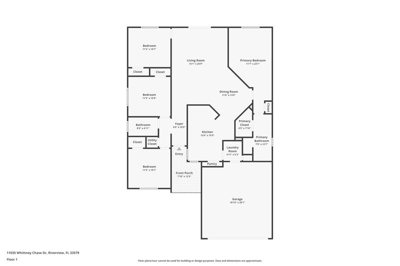 2,270/Mo, 11035 Whittney Chase Dr Riverview, FL 33579 Floor Plan View