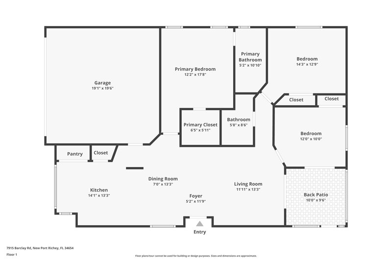 1,720/Mo, 7915 Barclay Rd New Port Richey, FL 34654 Floor Plan View