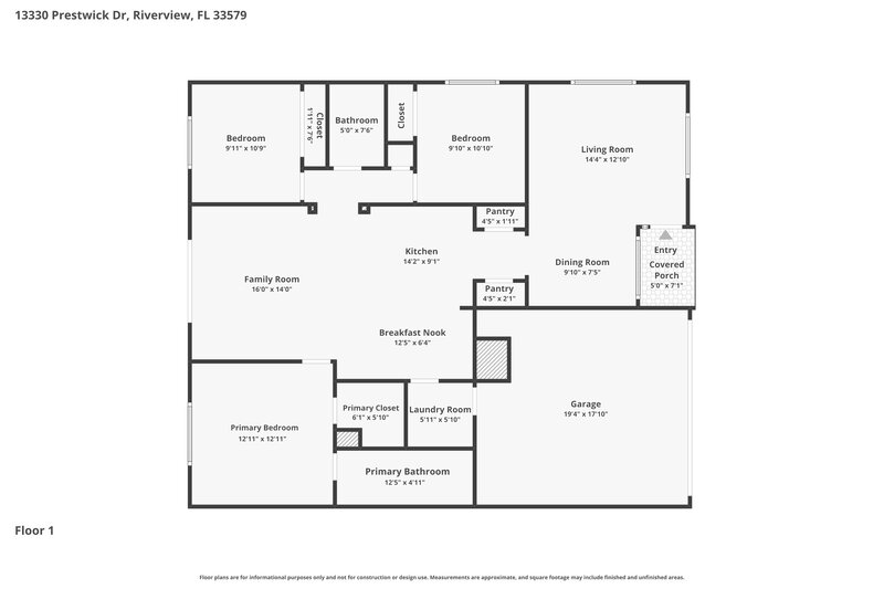 2,090/Mo, 13330 Prestwick Dr Riverview, FL 33579 Floor Plan View