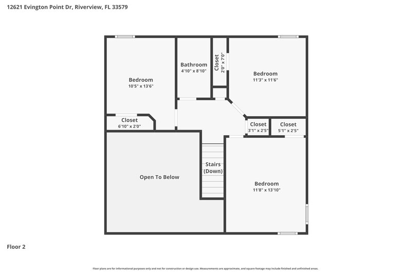 2,325/Mo, 12621 Evington Point Dr Riverview, FL 33579 Floor Plan View 2