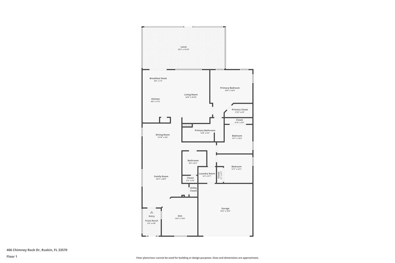 1,935/Mo, 406 Chimney Rock Dr Ruskin, FL 33570 Floor Plan View