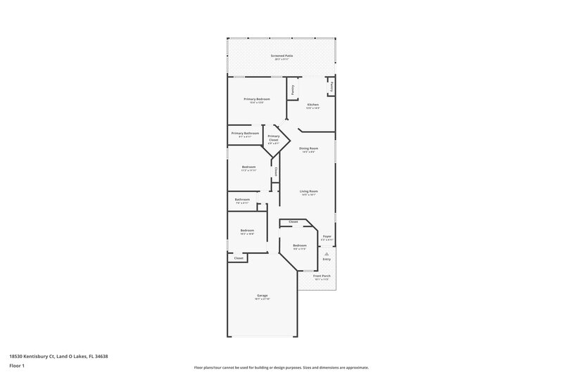2,020/Mo, 18530 Kentisbury Ct Land O Lakes, FL 34638 Floor Plan View