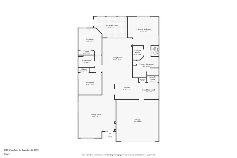 3,650/Mo, 1627 Wakefield Dr Brandon, FL 33511 Floor Plan View