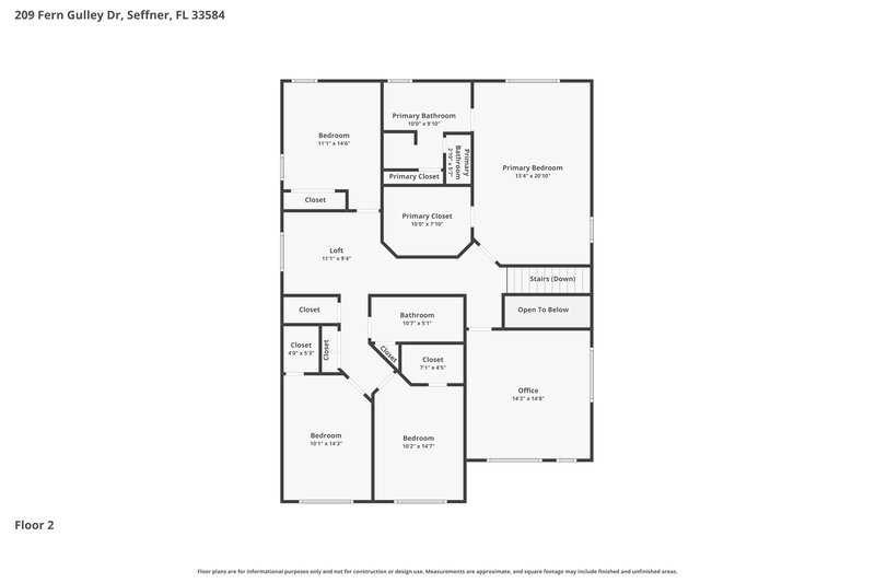 3,000/Mo, 209 Fern Gulley Dr Seffner, FL 33584 Floor Plan View 2