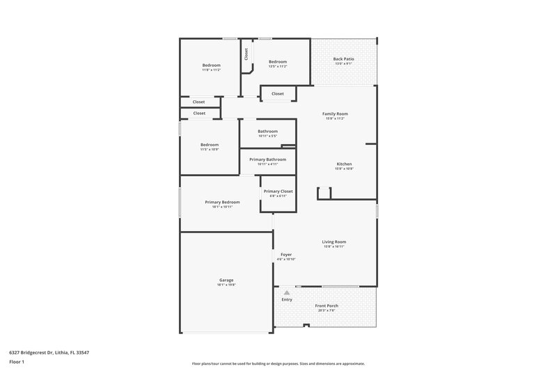 2,435/Mo, 6327 Bridgecrest Dr Lithia, FL 33547 Floor Plan View