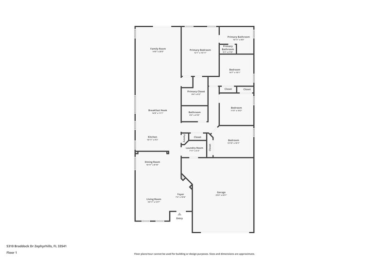 3,400/Mo, 5310 Braddock Dr Zephyrhills, FL 33541 Floor Plan View