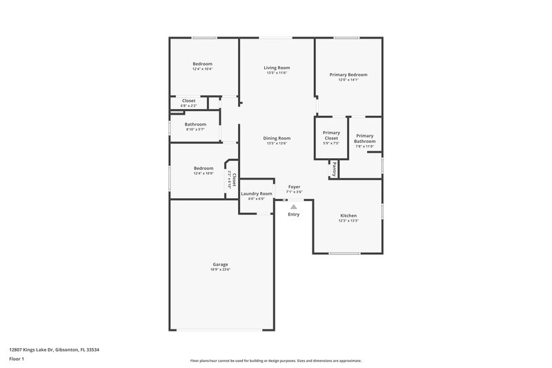3,430/Mo, 12807 Kings Lake Dr Gibsonton, FL 33534 Floor Plan View