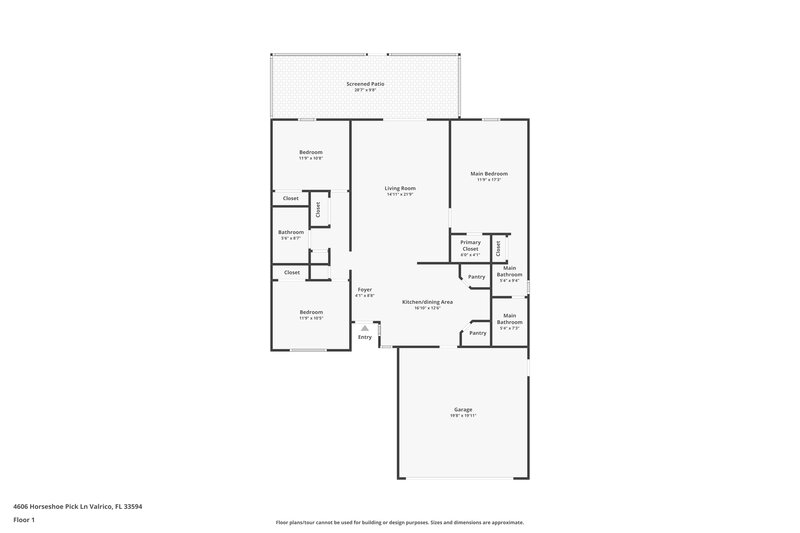 2,130/Mo, 4606 Horseshoe Pick Ln Valrico, FL 33594 Floor Plan View