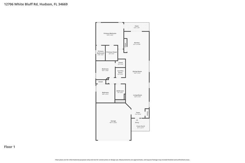 1,870/Mo, 12706 White Bluff Rd Hudson, FL 34669 Floor Plan View