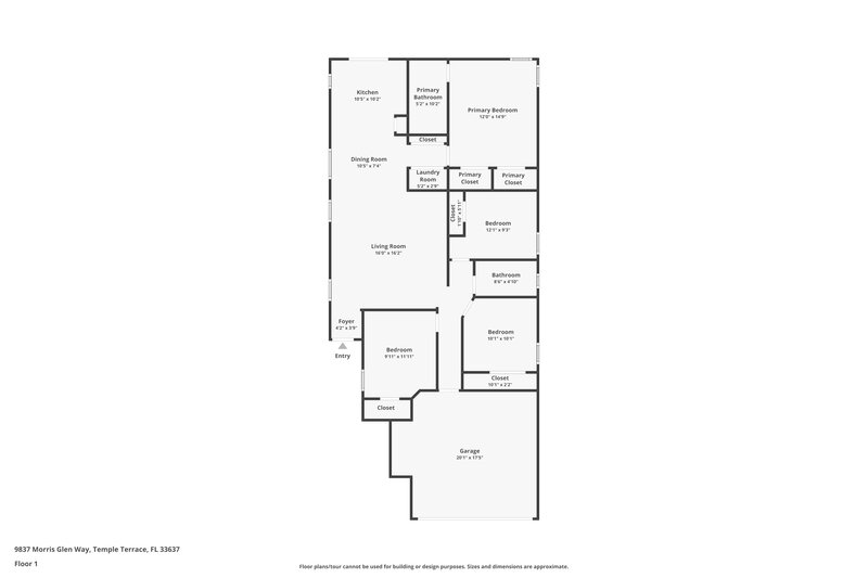 2,235/Mo, 9837 Morris Glen Way Temple Terrace, FL 33637 Floor Plan View